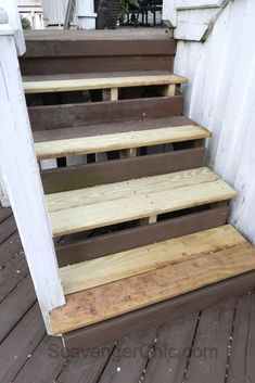 the steps are made out of wooden boards