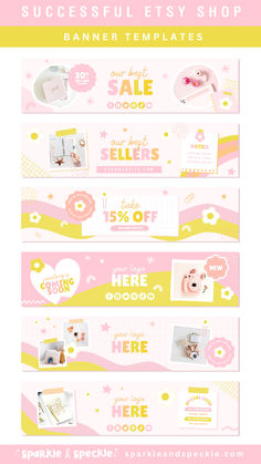 a pink and yellow banner with the words sale on it