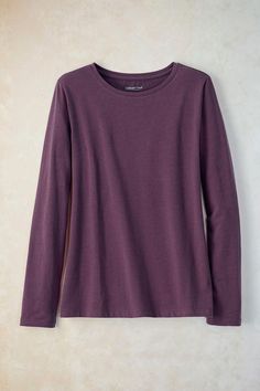 Black Raspberry, Coldwater Creek, Sleeve Cotton, Turtle Neck, Tee Shirts, Relaxed Fit, Crew Neck, Knitting, Long Sleeve