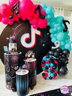 a birthday party with balloons and decorations