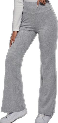 Shein Pants, Wide Waistband, Flare Pants, Color Light, Light Gray, Boot Cut, Pant Jumpsuit, Light Grey, Collage