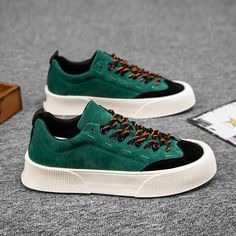 Vipkoala Low cut Breathable Casual Men's Shoes Rubber Sole Harajuku Gr – vipkoala Canvas Sneakers Men, Gents Shoes, Fringe Shoes, All Black Shoes, Green Flats, Skateboard Shoes, Brogue Shoes, Brown Sneakers, High Quality Shoes