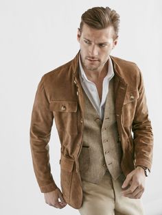 SAHARIANA DE ANTE LIMITED EDITION Suede Jacket Men, Best Man's Outfit, Leather Jacket Outfit Men, Leather Jacket Outfits, Safari Jacket