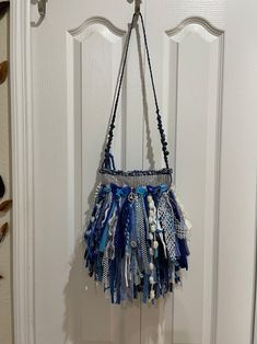 Mini Blue Bag,fringed Handbag,custom Fringe Bag,fabric Fringe Bag,statement Handbag,fringe Shoulder Bag,beaded Fringe Bag,bling Fringe Bag - Etsy Blue Handwoven Festival Bag, Blue Shoulder Bag With Tassels For Everyday Use, Blue Bag With Tassels For Everyday Use, Blue Everyday Bag With Tassels, Festival Woven Blue Shoulder Bag, Blue Fringe Tote Shoulder Bag, Blue Woven Shoulder Bag For Festival, Statement Handbag, Fringe Handbags