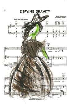 #wicked Defying Gravity Tattoo, Wicked The Movie, Wicked Decorations, Wicked Musical Aesthetic, Wicked Painting, Elphaba Aesthetic, Wicked Drawings, Gravity Art, Wicked Aesthetic