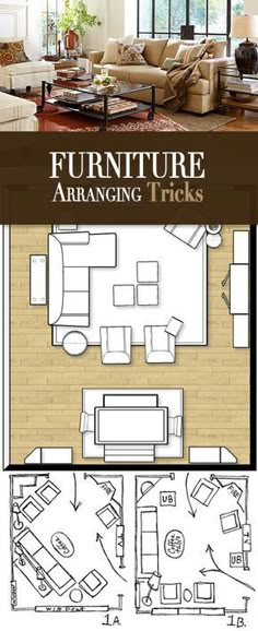 the floor plan for a living room and dining room with furniture arranged around it, including couches, chairs, tables, coffee table