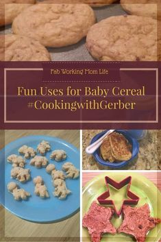 a collage of pictures with cookies and other food items on the table in front of them