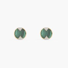 Malachite Geometric Silver Stud Earrings Malachite Stud Earrings, Everyday Luxury, Silver Stud Earrings, Delicate Jewelry, Everyday Luxuries, Cz Stone, Silver And Gold, Silver Earrings Studs, Silver Studs