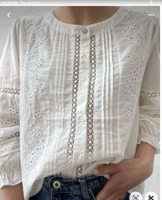 Blouse Casual Fashion, Linen Shirts Women, Pretty Blouses, August 8, Beautiful Blouses, Lace Shirt, Casual Style Outfits, Mode Inspiration, White Blouse