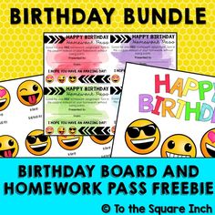 birthday board and homework pass for kids to learn how to write happy birthday cards with emoticions