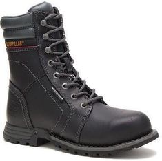 CAT Women's Echo Steel Toe WP Rubber Outsole Work Boot - Black - P90899 5 / Medium / Black - Overlook Boots Steel Toe Boots, Steel Toe Work Boots, Work Boot, Liner Socks, Goodyear Welt, Nubuck Leather, Modern Colors, Catwoman, Work Boots