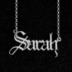"There is nothing that shapes your identity more than your culture. You get to embrace your background and lifestyle through your name. One major feature of the old English culture is the English and gothic names. The names make other people from different cultures understand the uniqueness of these old names and it even influences people around you in more ways than you may know. There is no better way to achieve these than to move around with this classic old English name necklace. With this c Vintage Silver Engraved Name Necklace, Vintage Silver Name Necklace, Personalized Silver Gothic Jewelry, Personalized Silver Jewelry With Letter Print, Vintage Silver Jewelry With Name Detail, Personalized Gothic Silver Necklace, Vintage Personalized Nameplate Necklace, Personalized Vintage Nameplate Necklace, Personalized Silver Name Necklace With Letter Print
