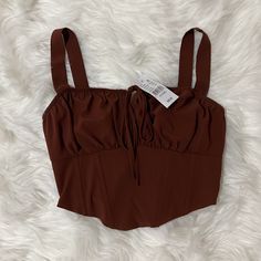 Brand New With Tags ”Brown” With Orange Tints Size Xs Fitted Burnt Orange Top For Summer, Fitted Brown Crop Top For Spring, Brown Summer Crop Top, Burgundy Tank Top, Corset Tank Top, Cutout Tank Top, Brown Tank Top, Plaid Tank Top, Green Corset