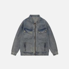 Crafted from a blend of cotton and polyester, this Oversized Washed Solid Denim Jacket features a timeless turn-down collar and a classic zipper closure that exudes elegant style. Its luxurious craftsmanship and impeccable thickness ensures a comfortable fit. DETAILSMaterial: Polyester, CottonCollar: Turn-down CollarClosure Type: zipperThickness: Standard Aesthetic Outfits Y2k, 90s Y2k Fashion, Trendy Outerwear, Flowy Summer Dresses, 90s Hip Hop Fashion, Academia Fashion, Oversized Streetwear, Outfit 90s, Outfits Y2k