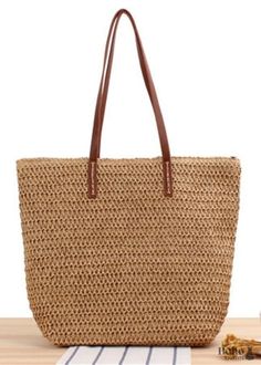 Large bohemian style straw tote bag Straw bag with long leather-look handles. This huge bohemian tote bag will undoubtedly come in handy whether shopping or on vacation at the beach. This bag will go great with your bohemian outfits. There are two colors to choose from: beige and brown. So, will you ditch your plastic bags in favor of this lovely straw bag? BAG DETAILS Bag type: Carrier bag Size: W 28 x H 31 x D 15 cm Material: straw Two handles Lining Small inside pocket Zipper closure >> View Shopping Tote Bags, Straw Tote Bag, Boho Accessories, Straw Bags, Quality Handbags, Top Handle Handbags, Straw Tote, Casual Tote, Carrier Bag