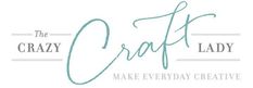 the crazy crafty lady logo is shown in blue and white with words that read, make everyday creative