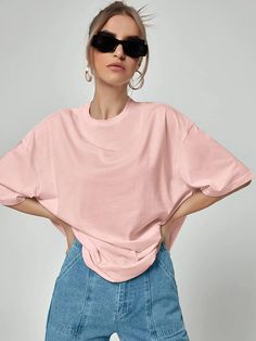 T Shirt Oversize, Plain Tshirt, T Shirt Oversized, T Shirt For Women, Unique Products, Shein Style, Style Chic