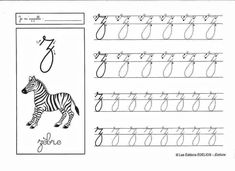 the worksheet for learning how to write and draw letters with zebra printable