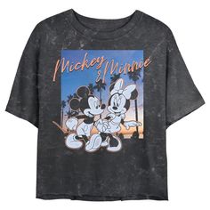 Step into a world of enchantment and nostalgia with the Mickey & Friends Sunset Palm Trees Crop T-Shirt. This charming top features a delightful scene of Mickey and Minnie strolling hand-in-hand against a backdrop of a palm tree-filled sunset, capturing the essence of timeless Disney magic.

- Material: Mineral wash fabric for a vintage feel
- Color: Classic black
- Size: Medium
- Gender: Female
- Age Group: Adult

Perfect for any Disney enthusiast, this crop t-shirt offers both comfort and styl Sunset Palm Trees, Friends Sunset, Disney Tee, Retro Disney, Cropped Graphic Tees, California Sunset, Couple Tees, Petite Size Chart, Disney Tees