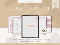 the ultimate planner is shown in pink and white