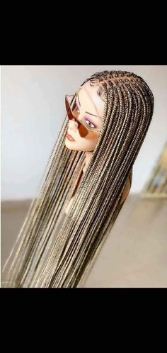 "This KNOTLESS BRAIDED WIG is 30 inches long but it can be customize to the customer's taste. It is made with full lace human hair lace, Kanekalon hair and with COLOUR 613 AND 27 extensions. It is sleek and natural looking box braids. It is 100% handmade. The shipping cost is free worldwide. ★SUPERIOR QUALITY- This knotless braid wig is made of High Quality Heat Resistant Fiber. All our Braided Wigs Are 100% Hand Made Braided By Professional Stylists. It is made with Quality Human Hair full lace Braided Wigs For Black Women, Cornrow Wig, Knotless Braid, Dreadlock Wig, Senegalese Twists, Kanekalon Hairstyles, Braid Wig, Box Braid Wig, Braided Wigs