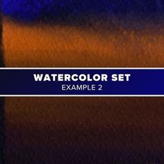 the watercolor set is made up of blue and orange colors, with white stripes