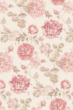 a floral wallpaper with pink flowers on it