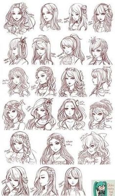 a drawing book with many different types of women's hair and their meaningss