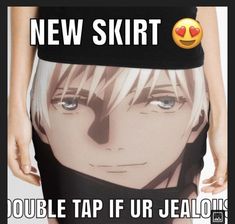 there is a woman wearing a skirt with an emo face on it and the caption says, new skirt double tap if or jellos