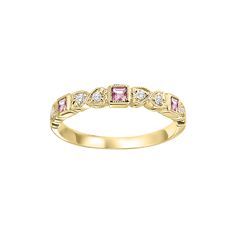 Our beautiful 10KY Mix Bezel Pink Tourmaline Band 1/10CT is the perfect jewelry choice for you or your loved one.Contact us to verify product information.Shop with International Diamond Center for all your jewelry needs. We have engagement rings, wedding bands, earrings, and so much more. Yellow Gold Jewelry With Pink Sapphire For Anniversary, Anniversary Yellow Gold Jewelry With Pink Sapphire, Pink Sapphire Yellow Gold Jewelry For Anniversary, Anniversary Pink Sapphire Yellow Gold Jewelry, Formal Pink Sapphire Jewelry With Bezel Setting, Heirloom Pink Sapphire Jewelry With Prong Setting, Classic Pink Bezel Set Jewelry, Wedding Jewelry With Diamond Accents And Pink Sapphire, Elegant Pink Sapphire Birthstone Ring With Accent Stones