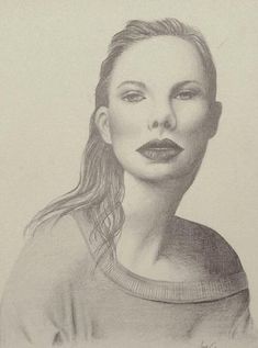 a pencil drawing of a woman with long hair