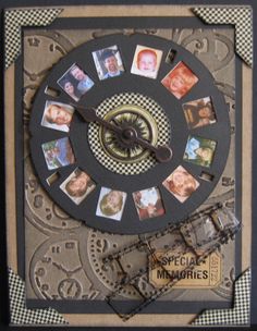 a clock made out of old photos on a piece of paper with the words special memories written below it