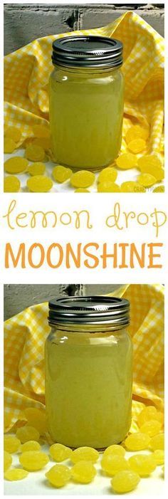 two pictures of mason jars with lemons in them and the words lemon drop on top