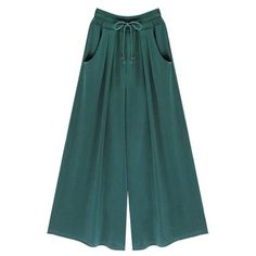 Chic High-Waisted Pocket Design Plus Size Wide Leg Pants For Women ❤ liked on Polyvore featuring pants, wide-leg pants, plus size wide leg trousers, womens plus pants, green pants and plus size green pants Loose Womens Pants, Plazo Pant, Plus Size Wide Leg Pants, Moda Denim, Fashion Week 2018, Womens Wide Leg Pants, Flare Leg Pants, High Fashion Home, Autumn Fashion Casual