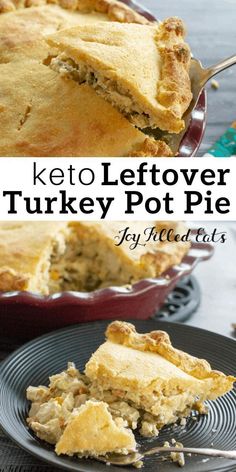 keto leftover turkey pot pie on a plate