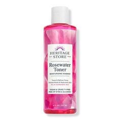 Rosewater Facial Toner - Heritage Store | Ulta Beauty Heritage Store Rosewater, Rose Toner, Rose Water Toner, Daily Facial Cleanser, Nighttime Skincare, Alcohol Free Toner, Hydrating Toner, Skin Care Cleanser, Facial Mist