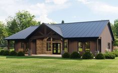 this is a computer rendering of a house in the country style with a metal roof