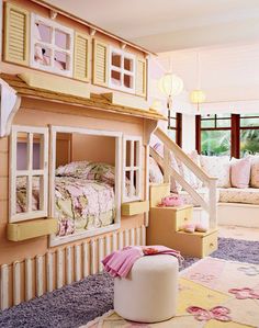 Beds for kids Inside Playhouse, Girls Bunk Beds, Cool Kids Bedrooms, Real Estat, Room Decorations, Kids Room Design, Awesome Bedrooms, Home Design Decor