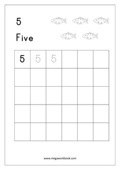 five fish are on the number five grid