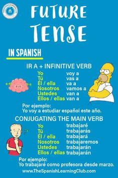 the simpsons character is in spanish with other words and phrases on it, including an image of