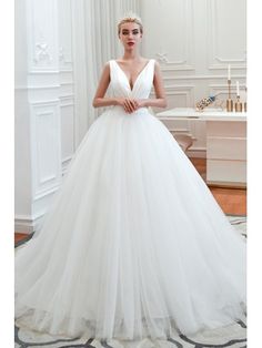 FILTER Gown Neckline, Ball Gown Dress, Floor Length Wedding Dress, Spring Wedding Dress, Organza Skirt, Illusion Tulle, Satin Tulle, White Princess, Princess Ball Gowns