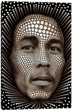 a woman's face with dots all over it