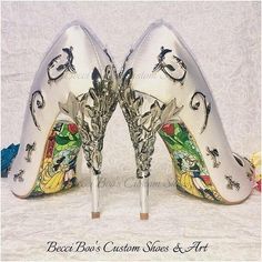 Beauty And The Beast Shoes, Miu Miu Ballerina, Disney Wedding Shoes, Beauty And The Beast Wedding, Bridal Pumps, Pointy Toe Shoes, Disney Shoes, Bridal Heels, Fancy Shoes