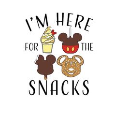 i'm here for the snacks with mickey mouse, apple, and donut