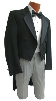 Men's Black Tuxedo Tailcoat  Listing is for the tailcoat only.  If you are looking for additional formal wear items please visit my eBay Store.   This is a handsome tuxedo tailcoat from our rental stock.  It features a six button front with traditional tails in the back.  Classic satin notch lapels and matching satin buttons.  Fully lined interior.  100% worsted wool; not cheap imported polyester. Tuxedo Tailcoat, White Tie Wedding, Wing Collar, White Tuxedo, Tuxedo Pants, Tuxedo Dress, Chaps Ralph Lauren, Fair Lady, Tuxedo Shirts