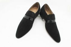 Crafted Leather Handmade Genuine Black Suede Leather Loafers Classic Moccasin Formal Dress Shoes on Storenvy