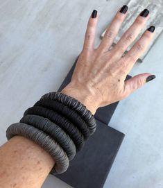 Braided Bracelet, Grey Bracelet, Boho Chic Bracelet, Braided Bracelet Women, Urban Bracelet, Unisex Bobble Art, Black Bangles, Boho Bangle Bracelets, Winter Bracelet, Grey Bracelet, Inspired Bracelets, Modern Bracelet, Contemporary Bracelets, Boho Chic Bracelets