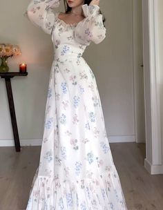 Cute Long Floral Dresses, Classic Summer Dresses Classy, Modest Princess Outfits, Modest Dresses Aesthetic, Pretty Summer Dresses Long, Long Summer Dress Aesthetic, Dress Modest Outfits, Cute Modest Dress, Summer Dress Modest