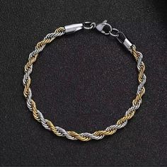 New 8 Inches Two Tone Twisted Bracelet Twisted Bracelet Rope Chain Bracelet Two Tone Bracelet Silver And Gold Stainless Steel Nice Packaging Fast Shipping Two Tone Bracelet, Color Twist, Bracelet Rope, Nice Packaging, Twisted Bracelet, Bracelet Silver, Rope Chain, Women Accessories Jewelry, Silver Bracelets