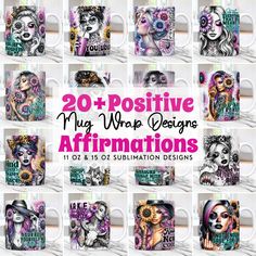 Sublimation Mug, Mug Png, Mug Template, Mug Wrap, Sublimation Mugs, Funny Mug, Mug Design, Funny Mugs, Daily Affirmations